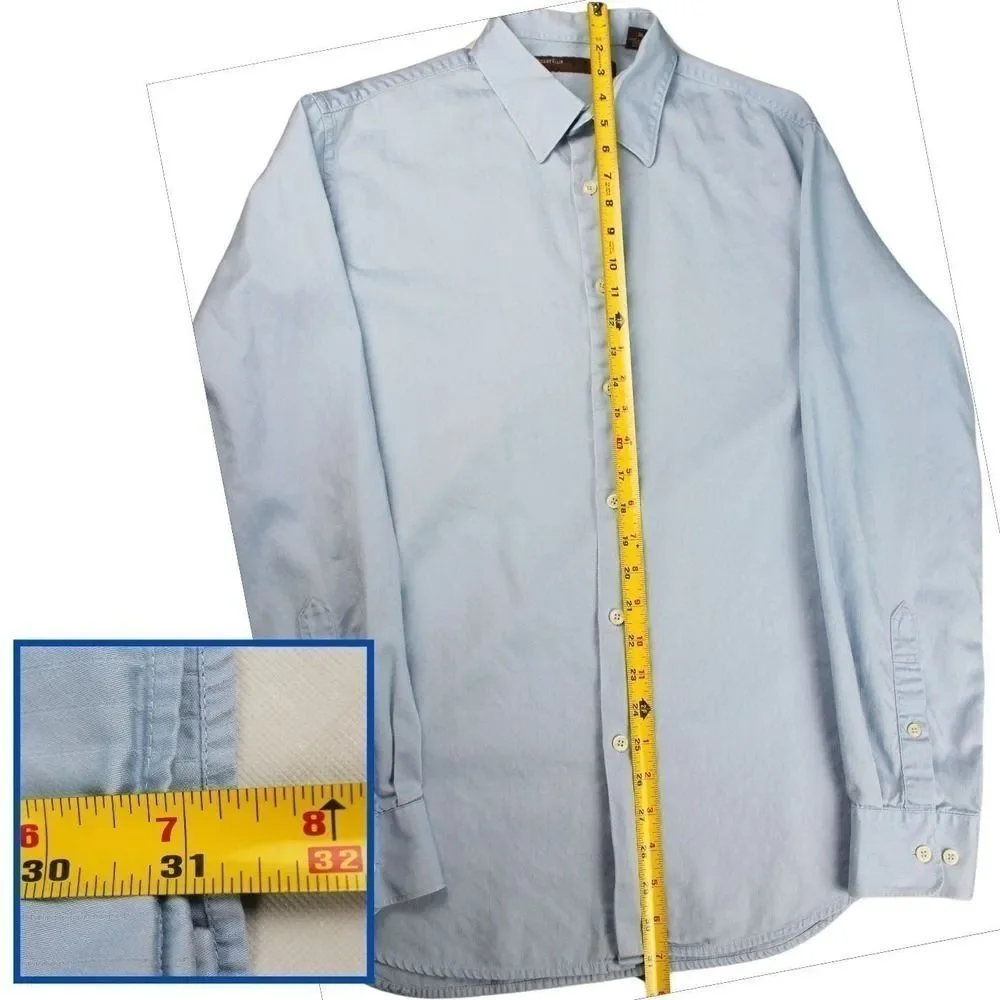 Perry Ellis Men's Long‎ Sleeve Collared Button Front Shirt, Light Blue, Size XL
